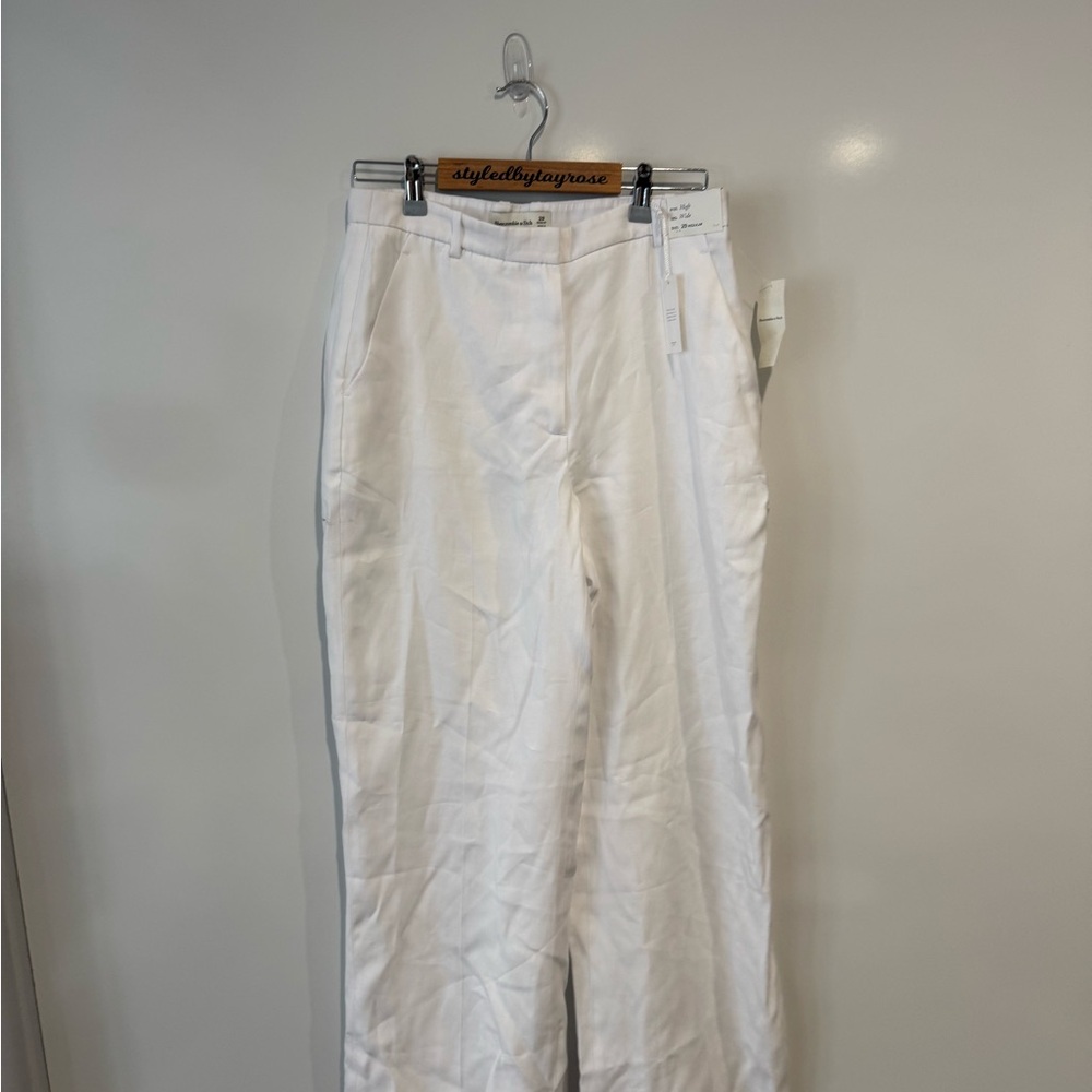 NWT Abercrombie & Fitch Sloane Tailored Wide Leg Pant in White - Picture 4 of 10